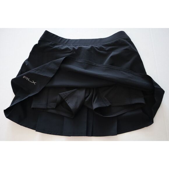 RLX Ralph Lauren Women Sz M Black Pickleball Tennis Golf Pleated Back Skort - Picture 9 of 11